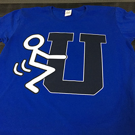 Muestra de la impresión de camiseta azul por A2 impresora de camiseta WER-D4880T